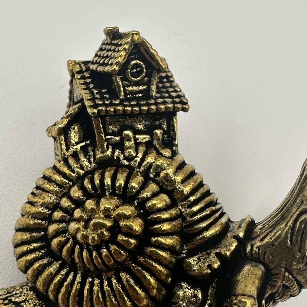 Brass Snail with House and Creature Miniature Figurine Statue - Picture 7 of 10